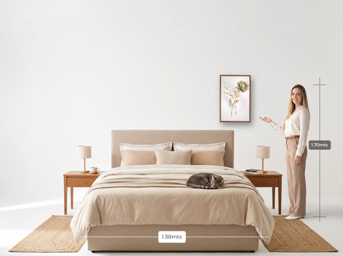 Quadro 40×60 · Caixa · freijó · Quarto · cama queen