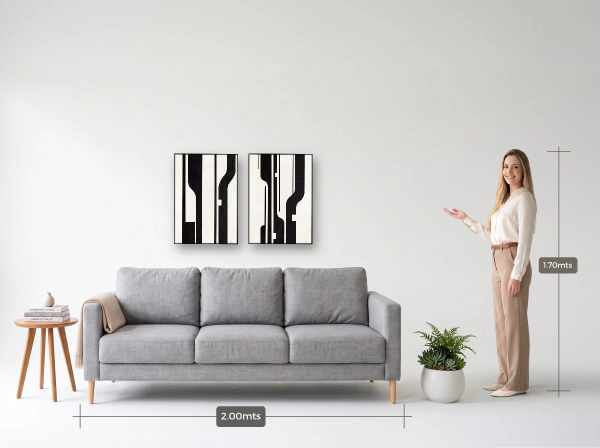 Duo 50×70 · Filete · preta · Sala · sofá de 2,00 m