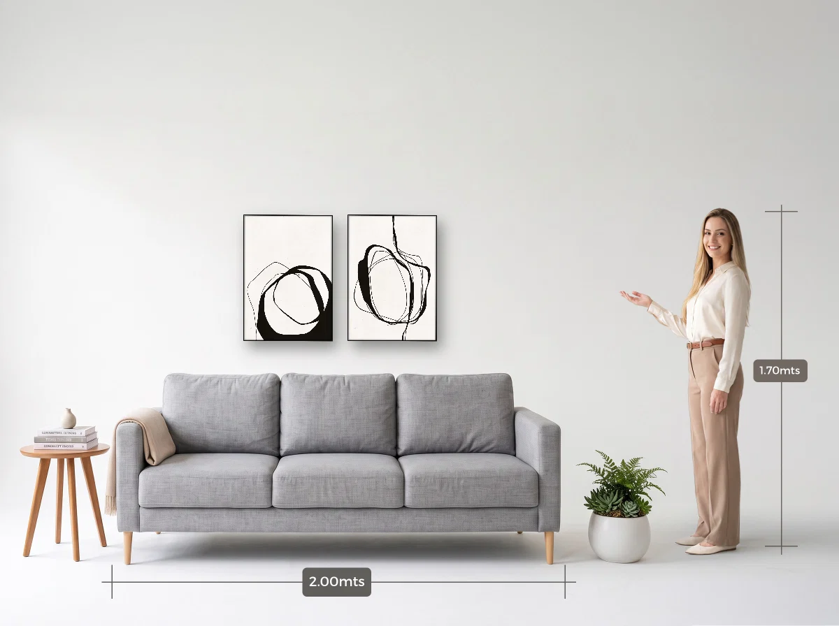 Duo 50×70 · Filete · preta · Sala · sofá de 2,00 m