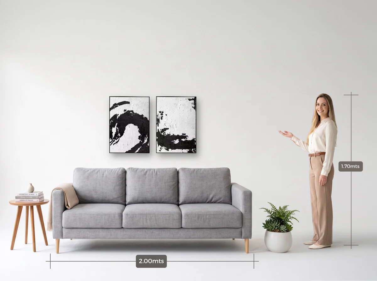 Duo 50×70 · Filete · preta · Sala · sofá de 2,00 m